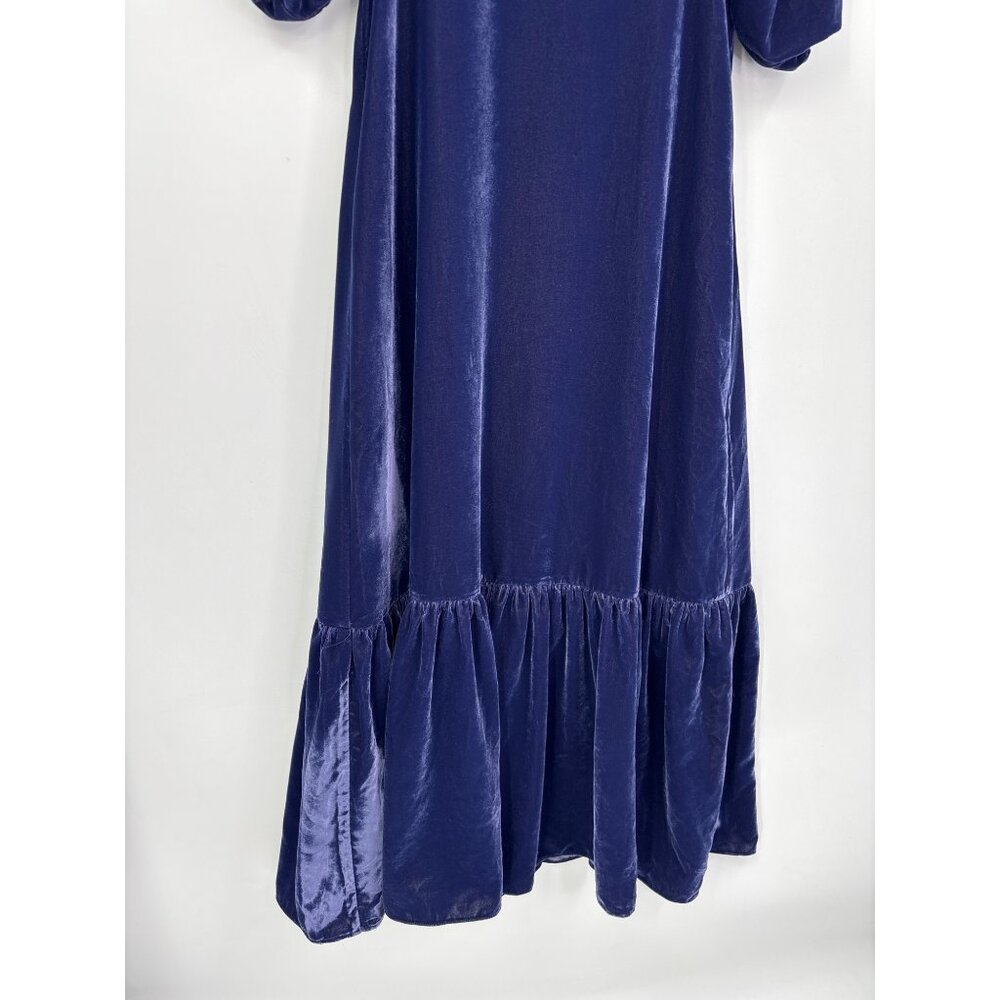 Anna Cate Margot Maxi Velvet Blouson Sleeve Maxi Dress Blue Small NEW - Picture 3 of 5
